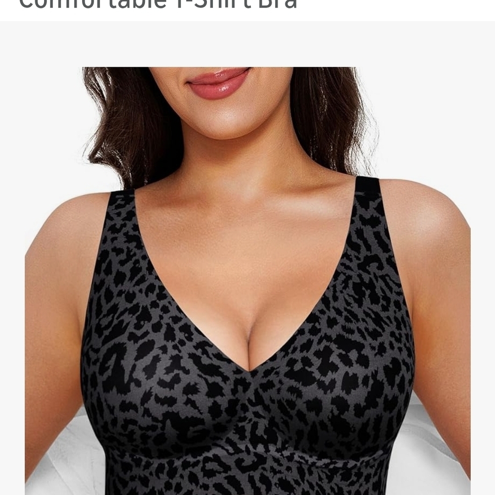 Black Leopard Print T-Shirt Bra